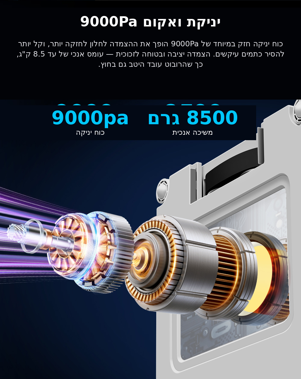 יניקת ואקום 9000Pa